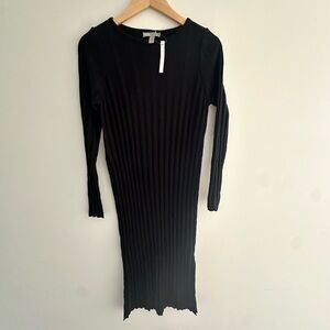 ASOS Black Long Sleeve Sweater Ribbed Dress